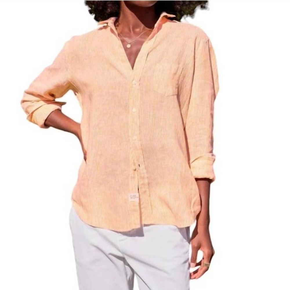 Frank & Eileen Eileen Linen Button Down Shirt Pink Size‎ S